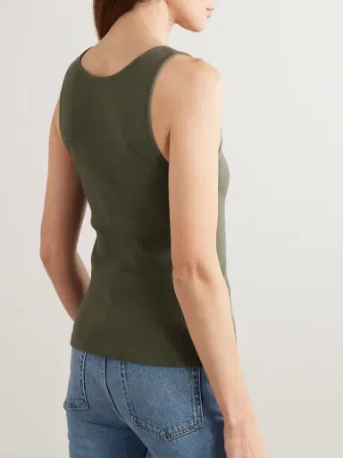 Saint Laurent Cassandre Embroidered Ribbed Cotton-jersey Tank | Thumbnail 4 Saint Laurent Cassandre Embroidered Ribbed Cotton-jersey Tank | Thumbnail 4