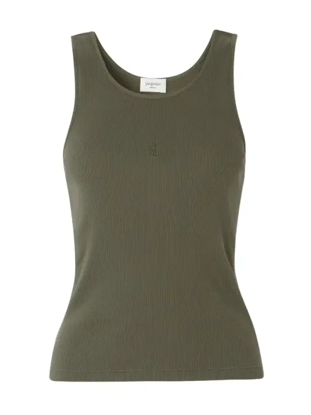 Cassandre Embroidered Ribbed Cotton-jersey Tank