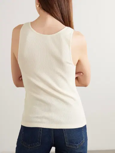 Saint Laurent Cassandre Embroidered Ribbed Cotton-jersey Tank | Thumbnail 4 Saint Laurent Cassandre Embroidered Ribbed Cotton-jersey Tank | Thumbnail 4