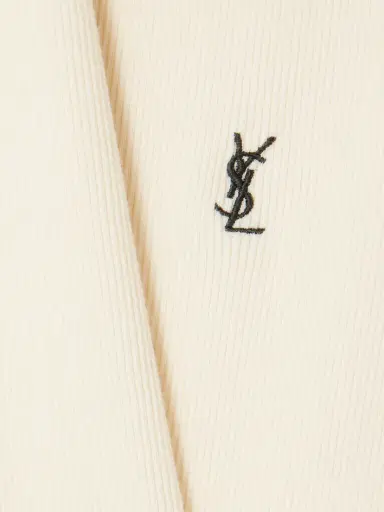 Saint Laurent Cassandre Embroidered Ribbed Cotton-jersey Tank | Thumbnail 5 Saint Laurent Cassandre Embroidered Ribbed Cotton-jersey Tank | Thumbnail 5