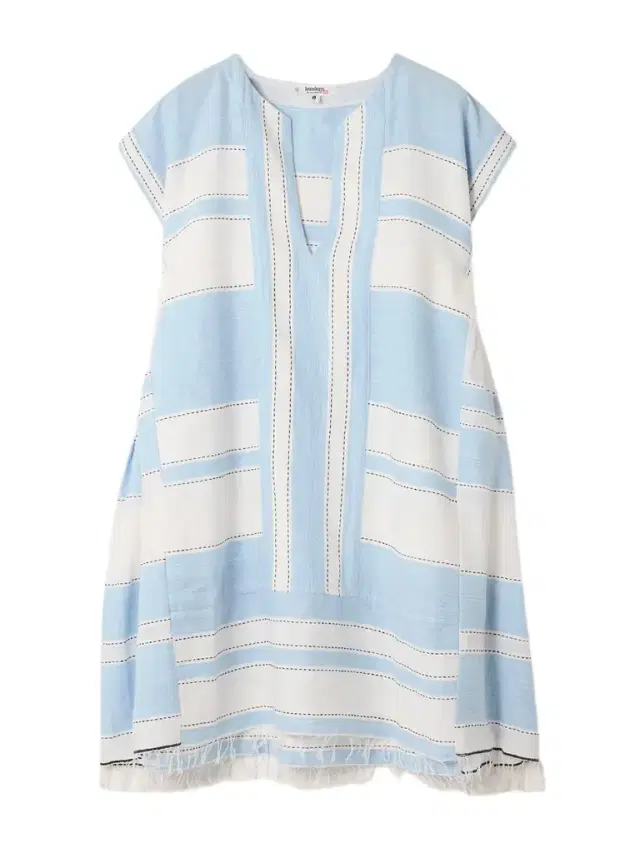 Elina Fringed Striped Cotton-blend Kaftan