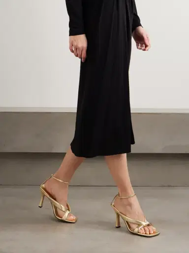 Bottega Veneta Riva Padded Metallic Leather Sandals | Thumbnail 3