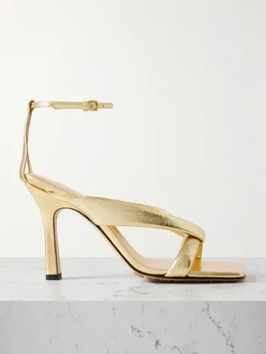 Bottega Veneta Riva Padded Metallic Leather Sandals | Thumbnail 1