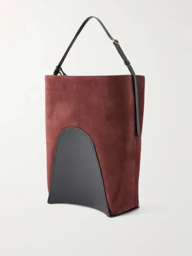 Alaïa Hip Large Logo-detailed Leather-trimmed Suede Bucket Bag | Thumbnail 3 Alaïa Hip Large Logo-detailed Leather-trimmed Suede Bucket Bag | Thumbnail 3