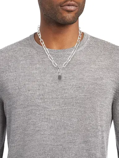 Poubel Men's Sterling Silver & Enamel Trash Can Pendant Necklace - Grey | Thumbnail 2 Poubel Men's Sterling Silver & Enamel Trash Can Pendant Necklace - Grey | Thumbnail 2