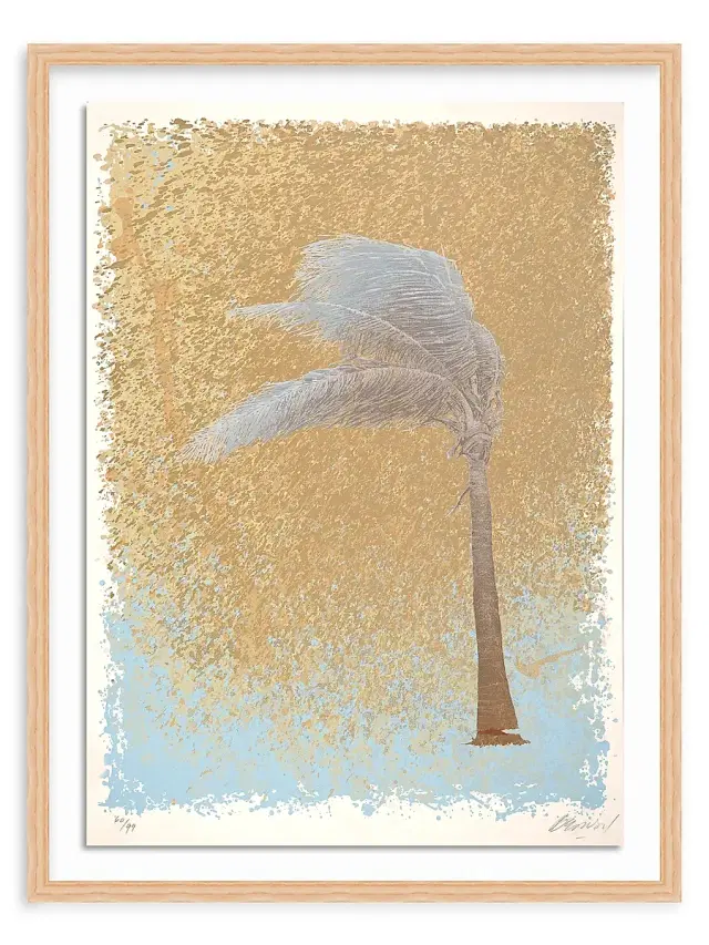 ''Palmera al viento''Framed Screenprint on Paper, 32''x 24''