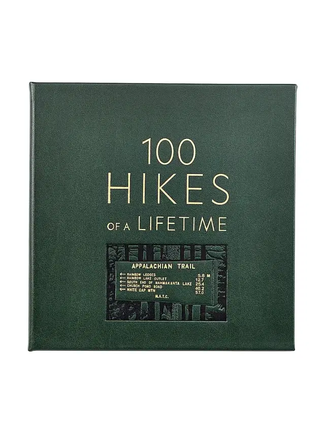 Graphic Image ''100 Hikes Of A Lifetime'' Leather-Bound Book - Green