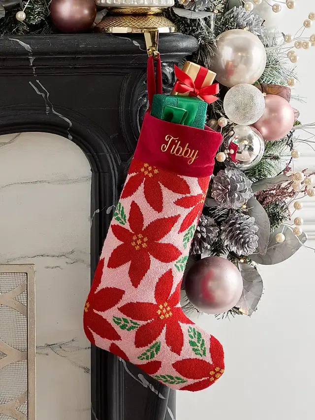 Bauble Stockings Fa-LaLa's Poinsettias Christmas Stocking