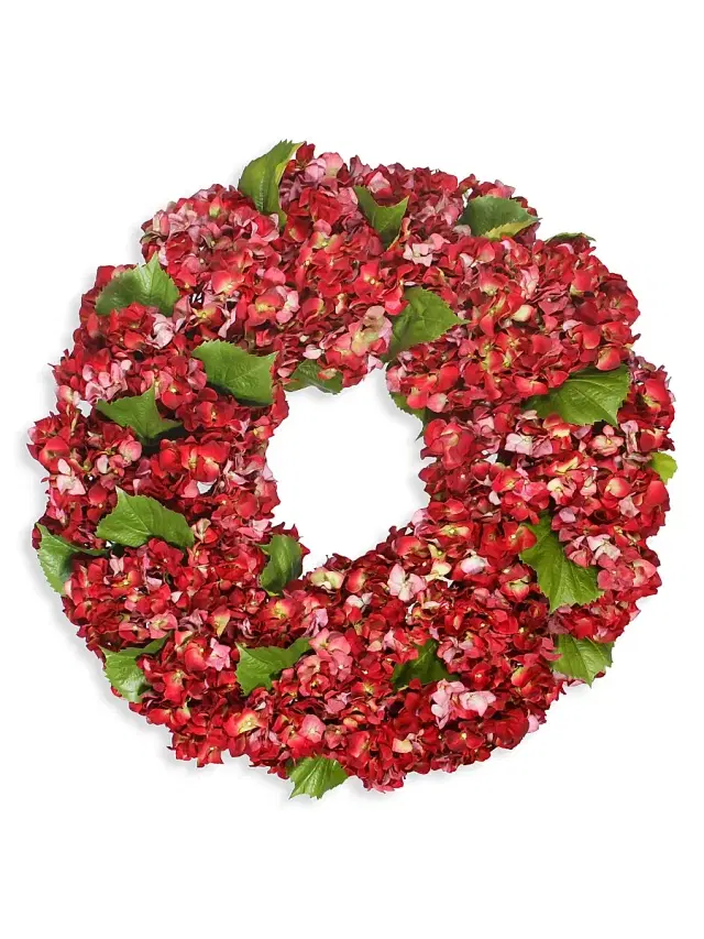 Winward Home Everyday Imitation Red Hydrangea Wreath