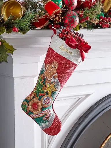 Sudha Pennathur Retro Cookies Holiday Stocking | Thumbnail 1 Sudha Pennathur Retro Cookies Holiday Stocking | Thumbnail 1