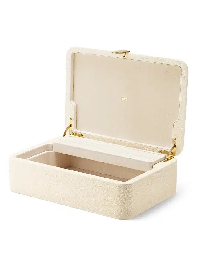 AERIN Abella Large Shagreen Jewelry Box - Cream