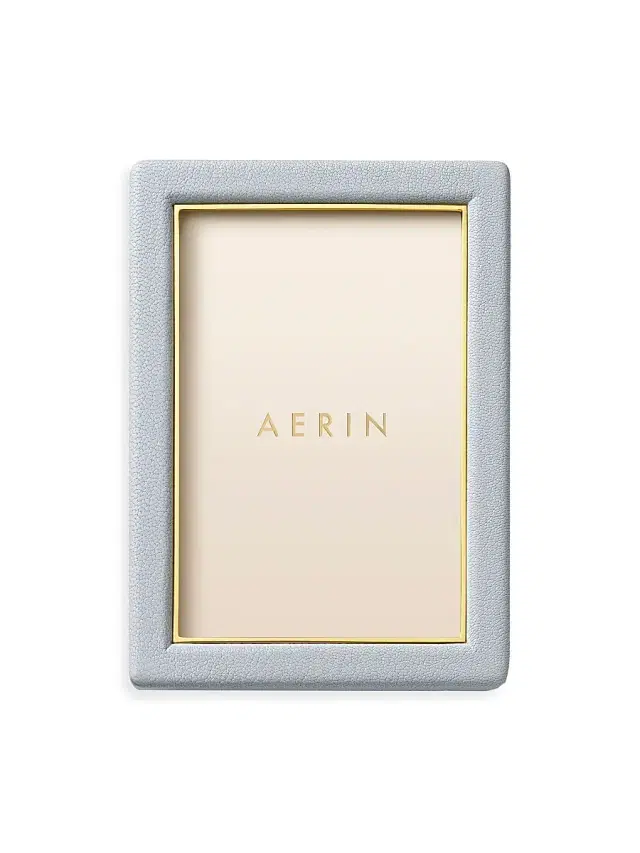 AERIN Piero Leather Frame - Shadow White 8 x 10