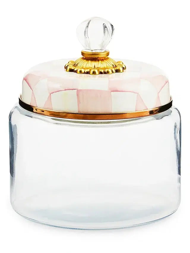 Small Rosy Check Glass Kitchen Canister