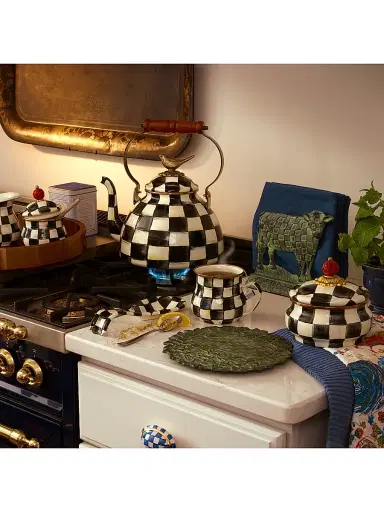 MacKenzie-Childs Courtly Check Enamel Squashed Pot | Thumbnail 2 MacKenzie-Childs Courtly Check Enamel Squashed Pot | Thumbnail 2