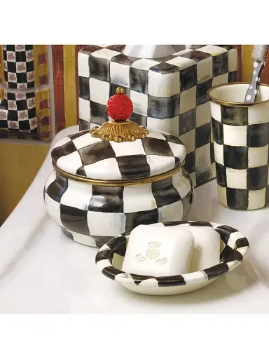 MacKenzie-Childs Courtly Check Enamel Squashed Pot | Thumbnail 1 MacKenzie-Childs Courtly Check Enamel Squashed Pot | Thumbnail 1