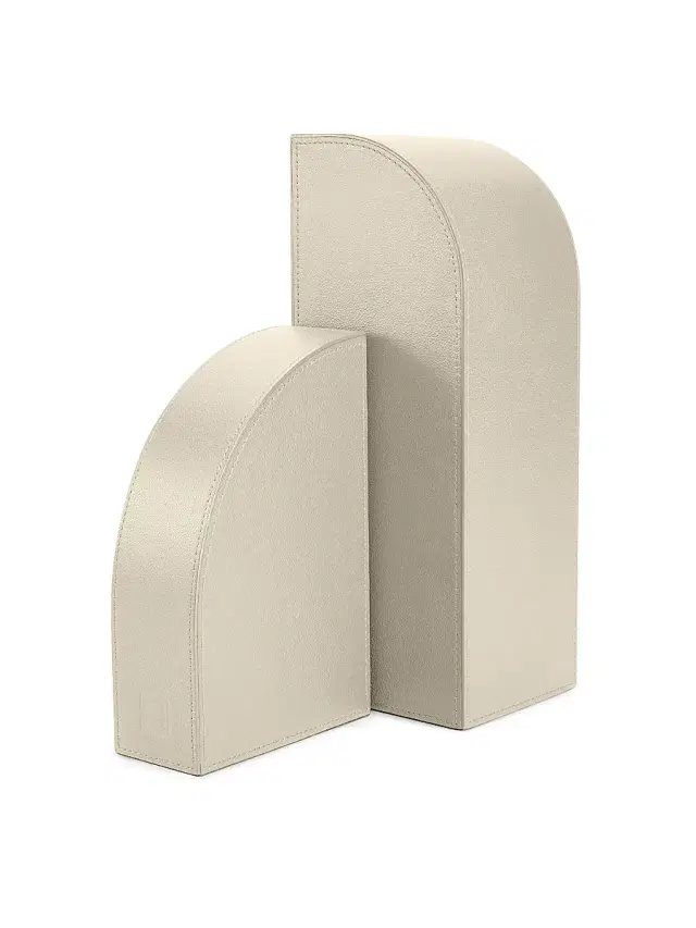 Assouline Cubist Leather Bookend - Stone