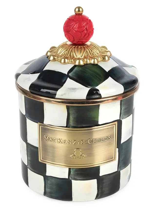 Courtly Check Enamel Demi Canister - Black White