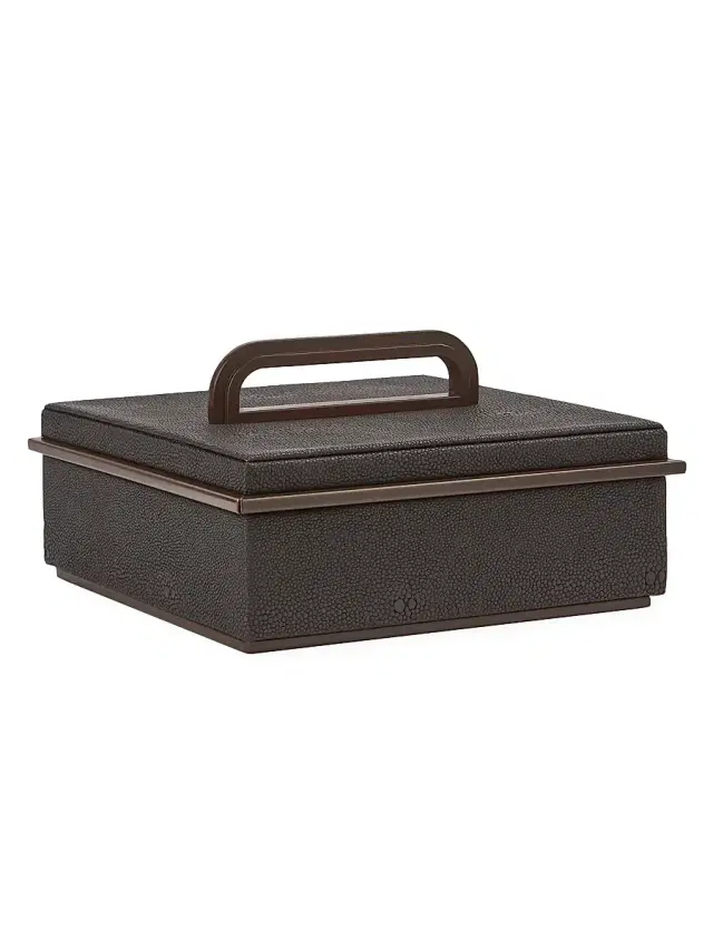 Addison Ross Faux Shagreen Box - Anthracite