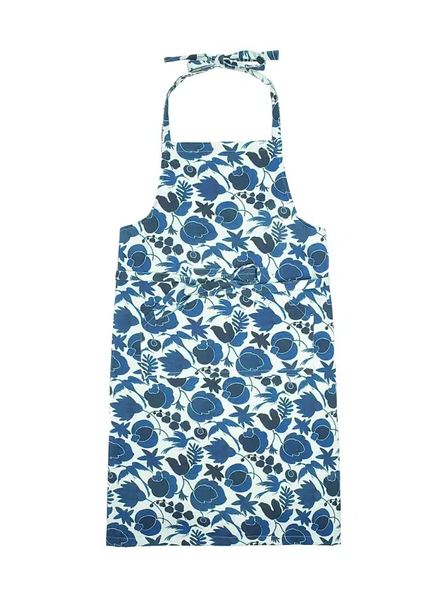 La DoubleJ Apron with Pocket - Wildbird Blue