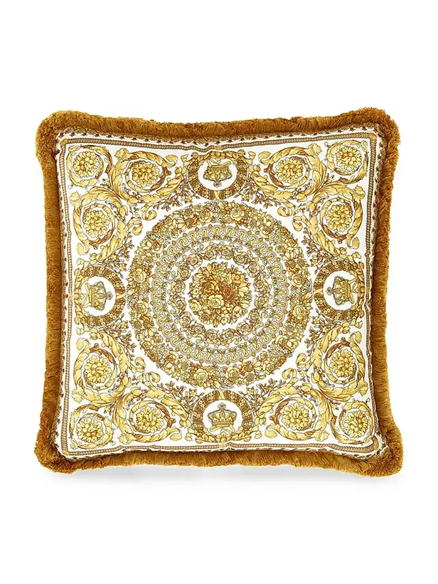 Versace Heritage Barocco Cushion - White Gold Black