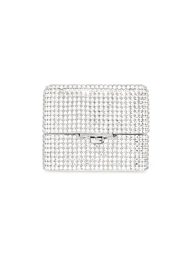 Judith Leiber Couture Crystal-Embellished Miniature Jewlery Box - Silver Rhinestone
