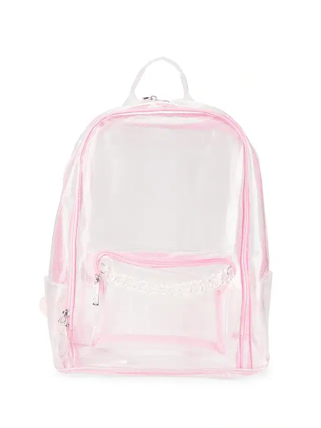 Girl's Translucent Glitter Backpack - Clear Pink