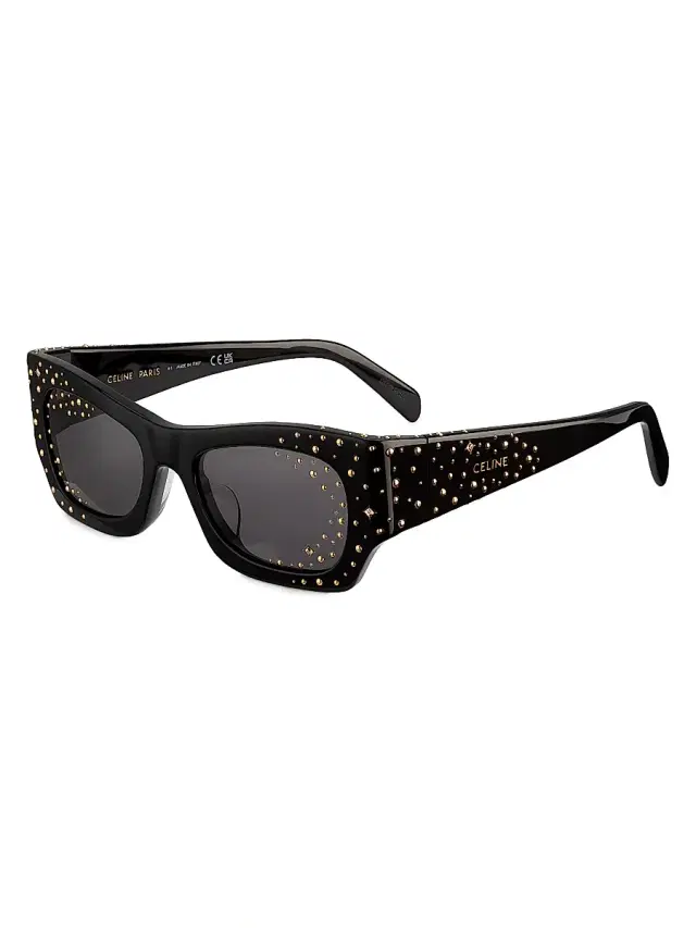 CELINE Women's Animation 52MM Cat-Eye Sunglasses - Shiny Black Smoke