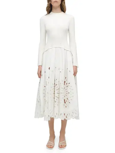 SIMKHAI Women's Daila Floral Appliqué Sleeveless Maxi Dress - White | Thumbnail 3
