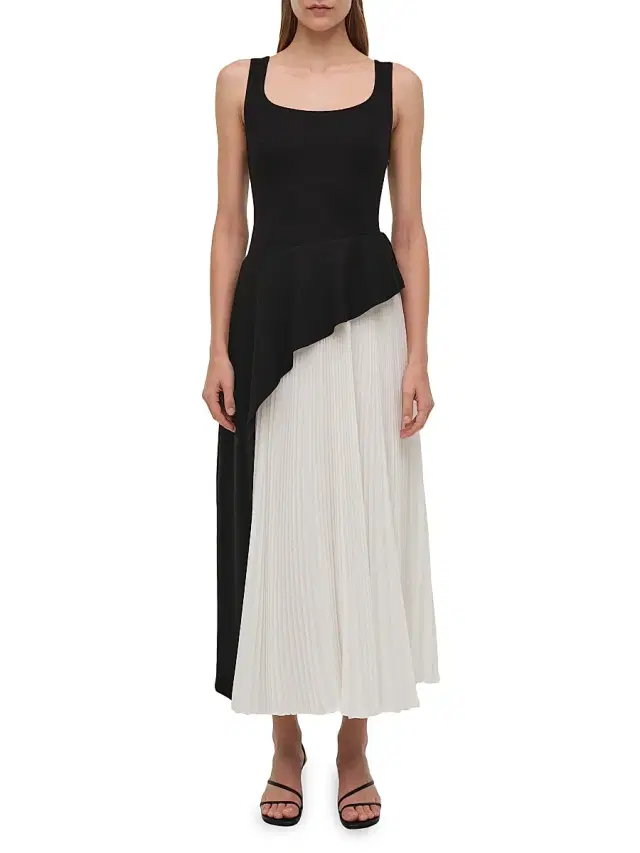Women's Zayla Asymmetric Peplum Pleated Midi-Dress - Black Multi