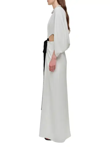 Simkhai Women's Annette Tie-Waist Cape Gown - Ivory Multi - Size 0 | Thumbnail 3