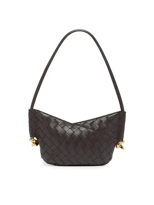 Women's Mini Baby Solstice Intrecciato Leather Shoulder Bag - Dark Barolo Brass