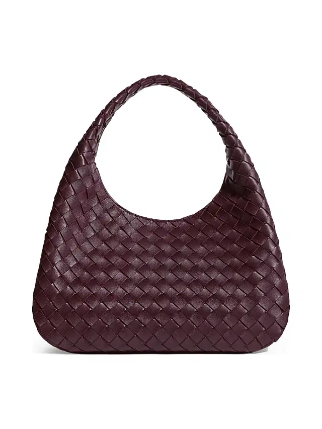 Bottega Veneta Women's  Campana Intrecciato Leather Shoulder Bag - Deep Mahogany