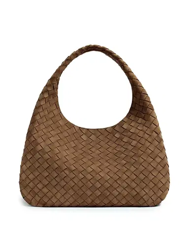 Bottega Veneta Women's Large Campana Intrecciato Suede Shoulder Bag - Nocciola Muse Brass | Thumbnail 5 Bottega Veneta Women's Large Campana Intrecciato Suede Shoulder Bag - Nocciola Muse Brass | Thumbnail 5
