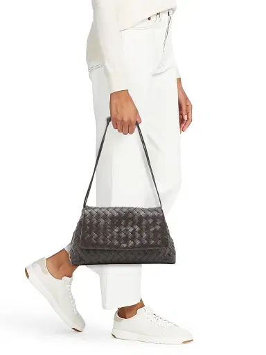 Bottega Veneta Women's Giorno Intrecciato Leather Shoulder Bag - Fondant Gold | Thumbnail 2