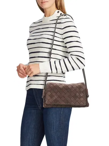 Bottega Veneta Women's Notturno Intrecciato Suede Pouch | Thumbnail 2