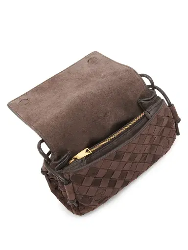 Bottega Veneta Women's Notturno Intrecciato Suede Pouch | Thumbnail 3