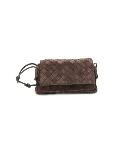Bottega Veneta Women's Notturno Intrecciato Suede Pouch | Thumbnail 1