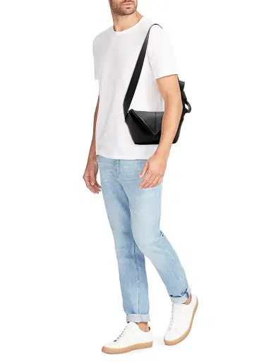 Bottega Veneta Men's Baby Sawyer Silky Leather Shoulder Bag - Black Silver | Thumbnail 2 Bottega Veneta Men's Baby Sawyer Silky Leather Shoulder Bag - Black Silver | Thumbnail 2