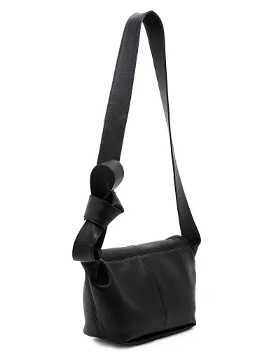 Bottega Veneta Men's Baby Sawyer Silky Leather Shoulder Bag - Black Silver | Thumbnail 4 Bottega Veneta Men's Baby Sawyer Silky Leather Shoulder Bag - Black Silver | Thumbnail 4