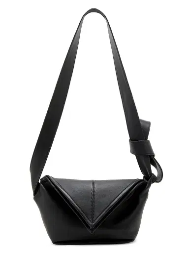 Bottega Veneta Men's Baby Sawyer Silky Leather Shoulder Bag - Black Silver | Thumbnail 1 Bottega Veneta Men's Baby Sawyer Silky Leather Shoulder Bag - Black Silver | Thumbnail 1