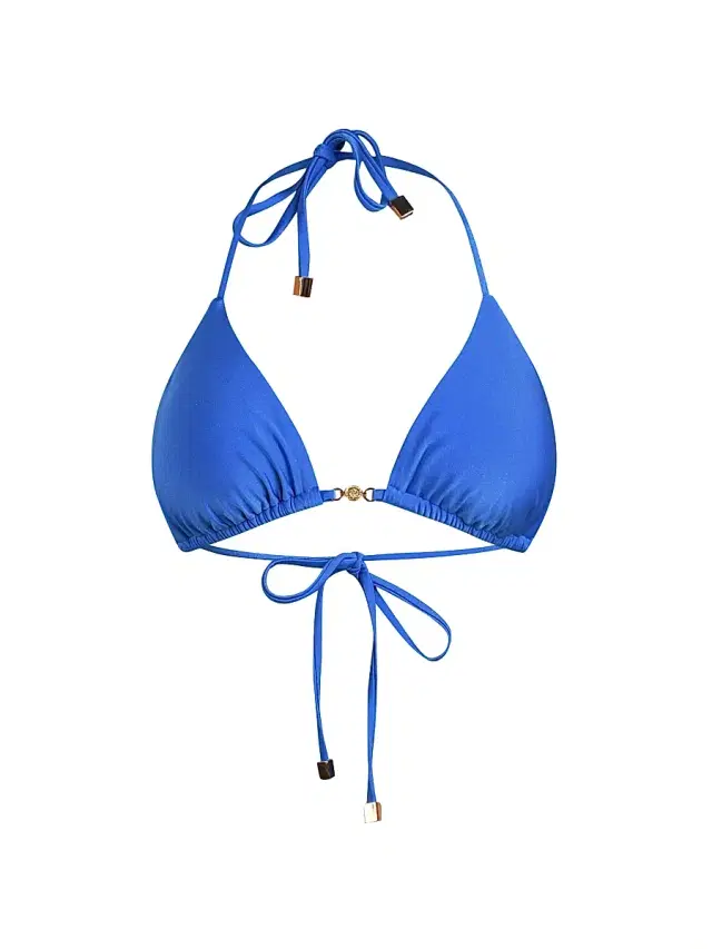 L'Agence Women's Shimmer Solids Kristin Shimmer Triangle Bikini Top - Capri Blue