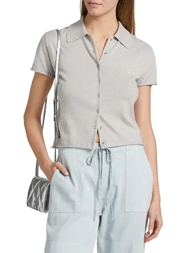 RE/DONE Women's The Conway Cotton-Blend Polo Shirt | Thumbnail 3