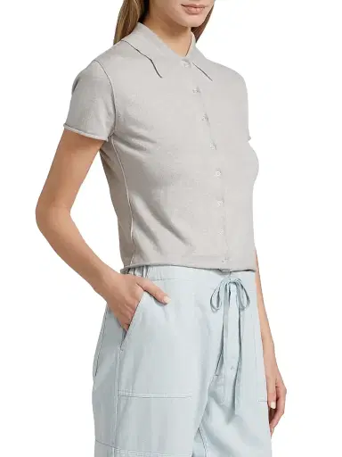 RE/DONE Women's The Conway Cotton-Blend Polo Shirt | Thumbnail 4
