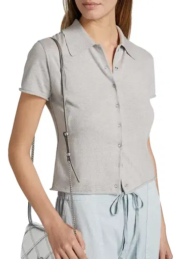 RE/DONE Women's The Conway Cotton-Blend Polo Shirt | Thumbnail 6