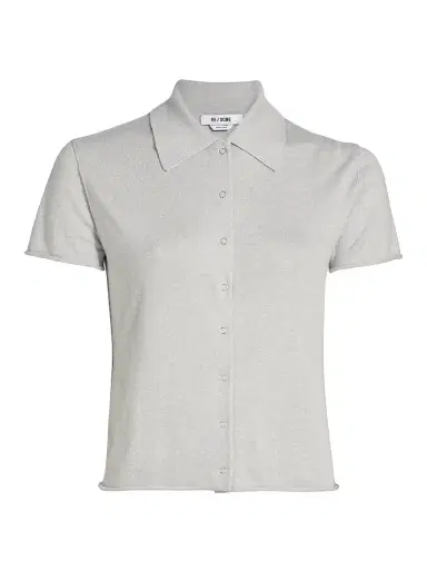 RE/DONE Women's The Conway Cotton-Blend Polo Shirt | Thumbnail 1