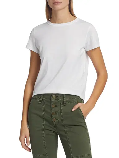 Frame Women's Cotton Crop Baby T-Shirt - White - Size XL | Thumbnail 3 Frame Women's Cotton Crop Baby T-Shirt - White - Size XL | Thumbnail 3