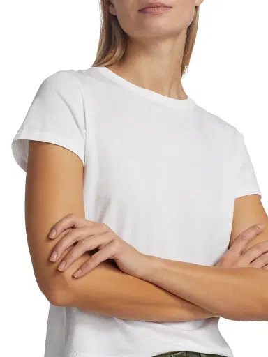 Frame Women's Cotton Crop Baby T-Shirt - White - Size XL | Thumbnail 6 Frame Women's Cotton Crop Baby T-Shirt - White - Size XL | Thumbnail 6