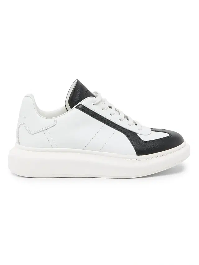 Men's Oversized Retro Leather Low-Top Sneakers - White Black