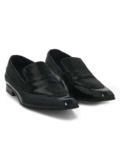 Alexander McQueen Men's Artie Beaded Patent Leather Loafers - Black - Size 6 | Thumbnail 2