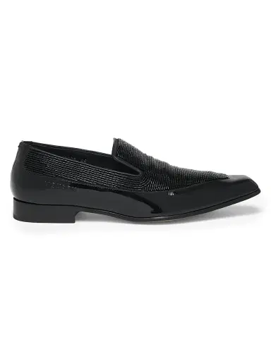 Alexander McQueen Men's Artie Beaded Patent Leather Loafers - Black - Size 6 | Thumbnail 1